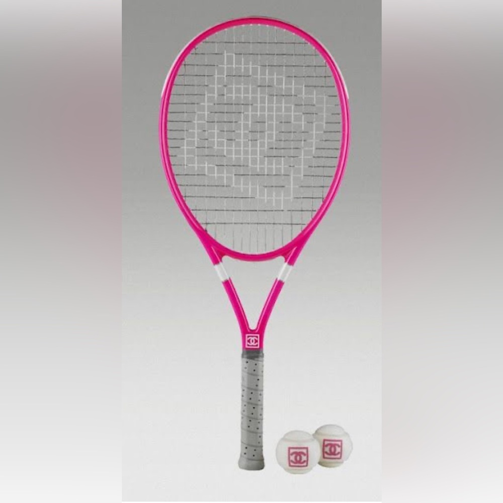 pink CHANEL racket. excellent condition. only handle looks used. fab item